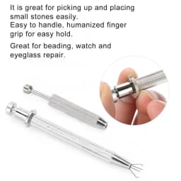 4 Prong Stainless Steel Jewelry Holder Pick-up Tool Diamond Gems Holder Tweezer Catcher Grabber with 4 Claws Jewelry Making Tool