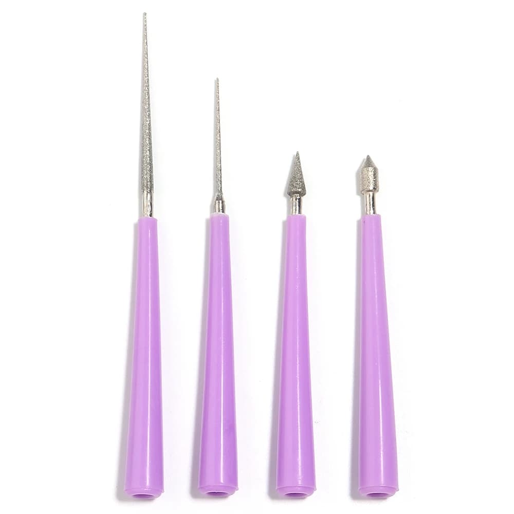 4 Style Reamer Bead Purple Diamond Pearl Glass Beads Reamer Needle File for Sets Beading Hole Enlarger Tool