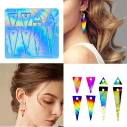 Resin Silicone Mold DIY Holographic Geometric Earring Keychain Pendant Mould Light and Shadow Crystal Epoxy Molds Crafts
