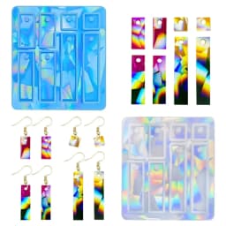 Resin Silicone Mold DIY Holographic Geometric Earring Keychain Pendant Mould Light and Shadow Crystal Epoxy Molds Crafts