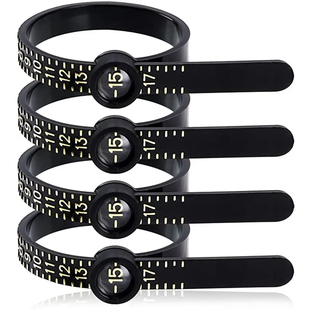 Black Plastic Ring Sizer Measure Sizes 1-17 Finger Gauge Genuine Tester Wedding Ring Band With Magnifier Jewellery Measure Tool