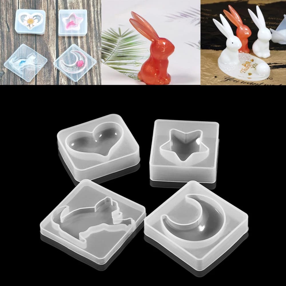 1pcs Cat Key chain Silicone Molds Epoxy Resin Craft Jewelry Making Mini Heart Moon Star Mold Resin DIY Charms Keychain Tools
