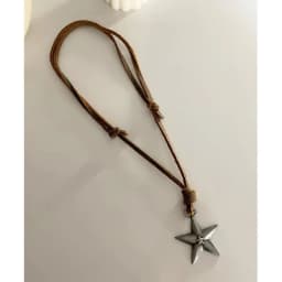 Adjustable Leather Rope Star Pendant Necklace for Women Vintage Ethnic