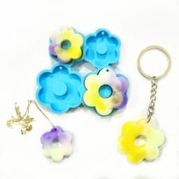 R3MC Keychain Silicone Resin Mold,Flower Shaped Resin Mold DIY Earrings Pendant Mold