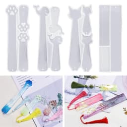 DIY Rectangle Cat Claw Dolphin Bookmark Silicone Mold with Hole Bookmark Hanging Pendant Ornaments Epoxy Resin Casting Mould