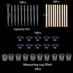Resin Mixing Casting Tools Kit 10 Mixing Cups 10 Measuring Cups 10 Wooden Sticks 10 Droppers DIY Craft Jewelry Making