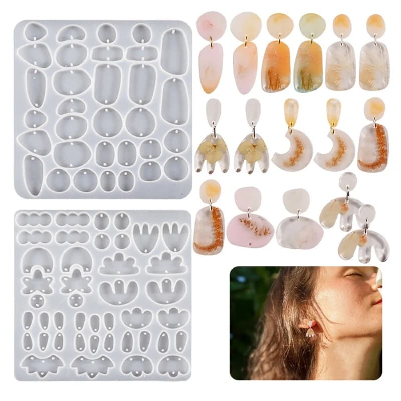 2Pcs/1Pc DIY Earring Silicone Mold Irregular Dangle Making Tool Handmade Necklace Jewelry Pendant Mold DIY Resin Casting Mold