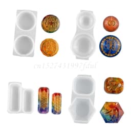 Faceted Round Square Orgonite Resin Pendant Mold Crystals Stones Orgone Silicone Resin Mold Keychain Jewelry Making Tool
