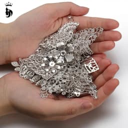 50g Mixed Metal Flower Leaves Filigree Wraps Connectors Pendant Beads Caps Charms for DIY Jewelry Making