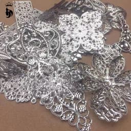 50g Mixed Metal Flower Leaves Filigree Wraps Connectors Pendant Beads Caps Charms for DIY Jewelry Making