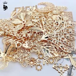 50g Mixed Metal Flower Leaves Filigree Wraps Connectors Pendant Beads Caps Charms for DIY Jewelry Making