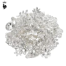 50g Mixed Metal Flower Leaves Filigree Wraps Connectors Pendant Beads Caps Charms for DIY Jewelry Making