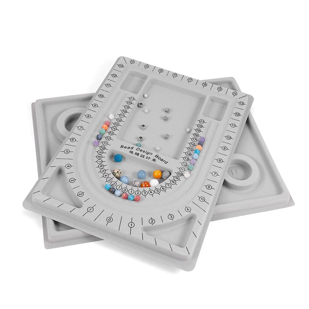 Gray Flocked Bead Board Jewelry Making Measuring Tool for DIY Bracelet Necklace Accessories Findings Organizer Tray Craft