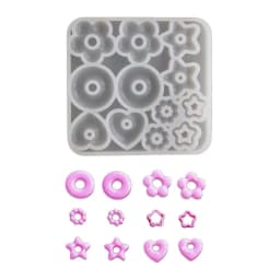 E06E Multifuntional Jewelry Molds Heart Star Flower Pendant Moulds Silicone Keychain Molds for Resin Earrings and Pendants