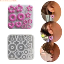 E06E Multifuntional Jewelry Molds Heart Star Flower Pendant Moulds Silicone Keychain Molds for Resin Earrings and Pendants