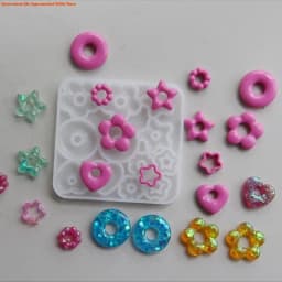 E06E Multifuntional Jewelry Molds Heart Star Flower Pendant Moulds Silicone Keychain Molds for Resin Earrings and Pendants