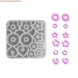 E06E Multifuntional Jewelry Molds Heart Star Flower Pendant Moulds Silicone Keychain Molds for Resin Earrings and Pendants