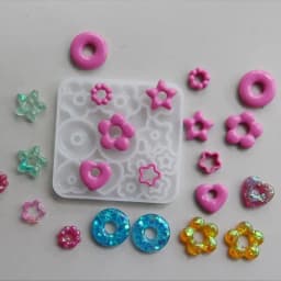 E06E Multifuntional Jewelry Molds Heart Star Flower Pendant Moulds Silicone Keychain Molds for Resin Earrings and Pendants