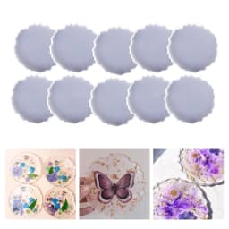 10 Pcs Glossy Coaster Epoxy Resin Mold Agate Slice Cup Mat Casting Silicone Mould DIY Crafts Jewelry Placemat Mold