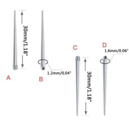 Steel Cone Insertion Pin Rod for Ear/nose/navel/nipples/lip/brow Stretcher Body Piercing Stretch Kit Assistant Tool