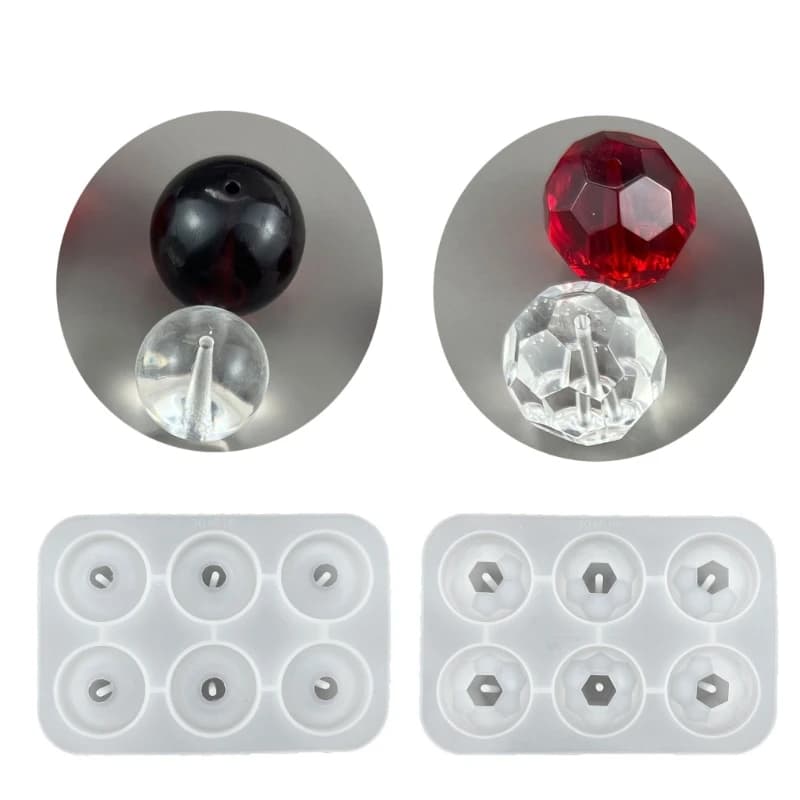 Jewelry Bead Resin Mold with Holes 20/25/30mm Round Bead Silicone Mold Craft