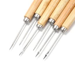 2pcs/lot Wooden Handle Sewing Awl Hand Stitching Bracelet Leather Craft Needle for Jewelry Making Needle Hook Tool Supplies