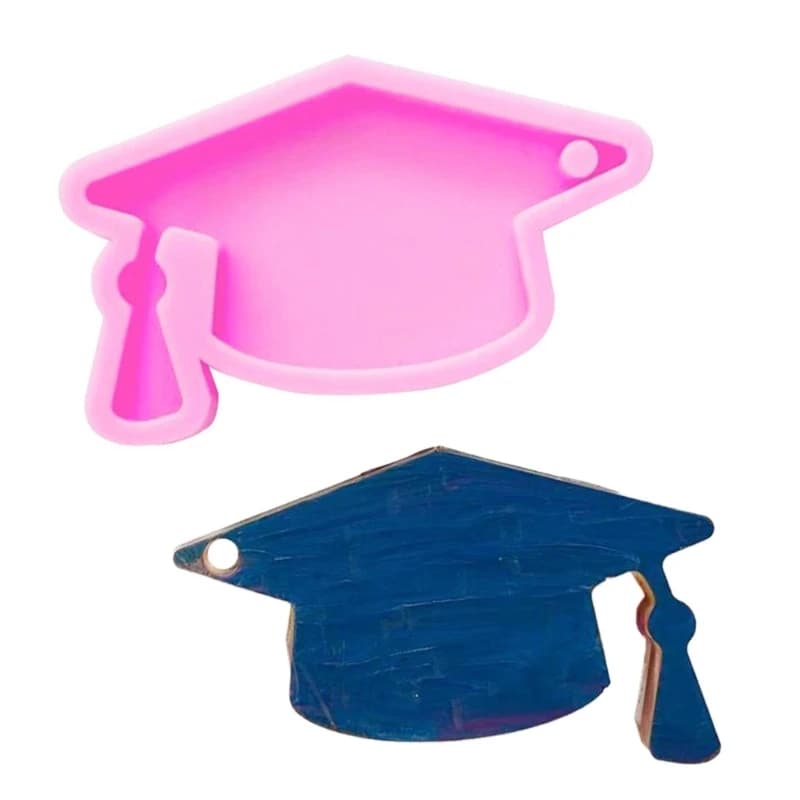 NEW Glossy Hat Molds Silicone Keychain Mold for Resin Epoxy Craft DIY 2024 Graduation Hat Jewelry Pendant Mold