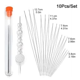 A Box Of 10 Open Needles Two Of Each Of Five Sizes Open Needles + Beading Needles DIY Handmade Beading Tool Jewelry Accessories