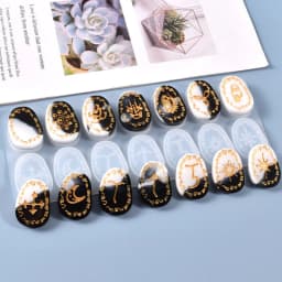 Crystal Rune Stones Silicone Molds Resin Charms Molds Runes Symbol Crystal Molds for Resin Divination Letter Epoxy Mold