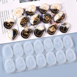 Crystal Rune Stones Silicone Molds Resin Charms Molds Runes Symbol Crystal Molds for Resin Divination Letter Epoxy Mold