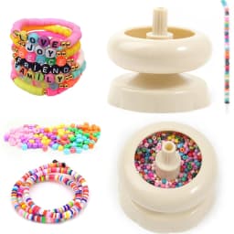 Clay and Seed Bead Spinner DIY Necklace Bracelet Threader Bead String Tool For Jewelry Making with Free Big Eyed Curved Needle