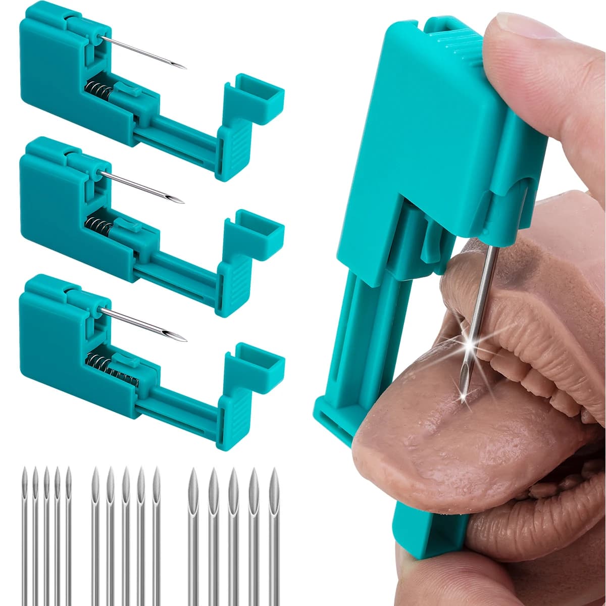 1pc Ear Piercing Gun Kit with 5pcs Disposable Sterile Piercing Needles Safe Painless Ear Nose Body Jewelry Piercing Tool