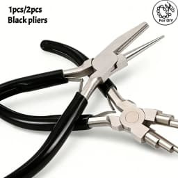 1pcs/2pcs Black Pliers, Jewelry Making Tools, Concave Hollow/Round Head Pliers, Metal Wire Rings and Bending Pliers,