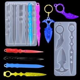 Self Defense Keychain Mold DIY Epoxy Silicone Resin Mold Pendant Keychain Self-defense Toy Craft For Resin Small Knife