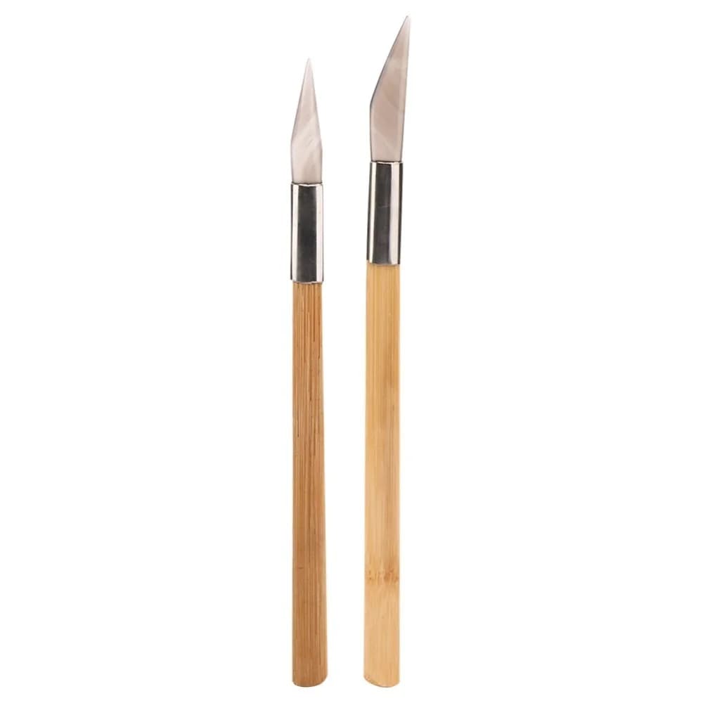2Pcs Precision Wooden Handle Agate Burnisher Agate Material Wood Color Jewelry Polishing Tool Jewelry Tools Clay Craft