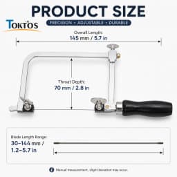 TOKTOS Adjustable Jewelry Saw Frame Set 12 Blades Jeweler Saw Bow Precision Cutting Tool for Gold Silver Wax Wood DIY Jewelry M