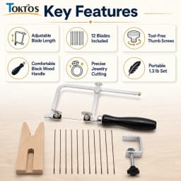TOKTOS Adjustable Jewelry Saw Frame Set 12 Blades Jeweler Saw Bow Precision Cutting Tool for Gold Silver Wax Wood DIY Jewelry M