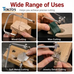 TOKTOS Adjustable Jewelry Saw Frame Set 12 Blades Jeweler Saw Bow Precision Cutting Tool for Gold Silver Wax Wood DIY Jewelry M