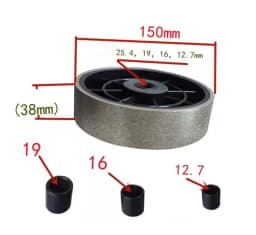 6 inch Diamond Grinding Wheel 150x38x25.4mm Hole with 3pc Sleeve Reducer 19 to 16 to 12.7 Electroplated Alloy Polishing Wheel