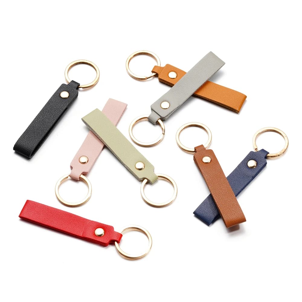 5pcs/lot PU Leather Keychain Business Gift Leather Key Chain Men Women Car Key Strap Waist Wallet Keyring For DIY Jewelry Making