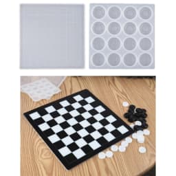 Handmade Chess Set and Checker Game Board Resin Casting Mold International Checkers Toy Silicone Mould Epoxy Resin Craft