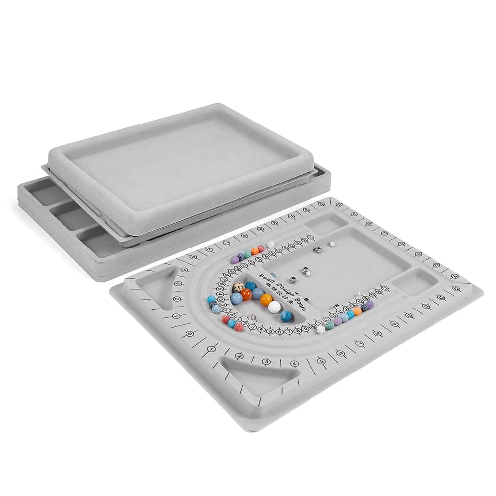 1pcs Gray Flock Beads Tray Design Boards Kit Measurement Compartment Beads Beading Jewelry Making Craft Tools Accessories
