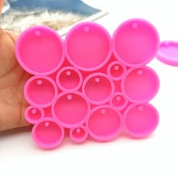 Shiny Round Circle Silicone Keychain Mold Many Circles Tiny Resin Epoxy Mold for DIY Earrings Craft 5 /3.3/2.3/1.7/1.2cm