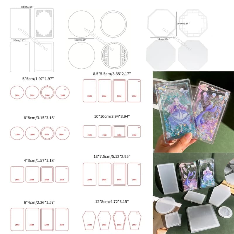 11 Typs Retro Geometric Shape Quicksand Mold Empty Plates Clear Acrylic Blank Plate DIY Quicksand Blank Card Brick