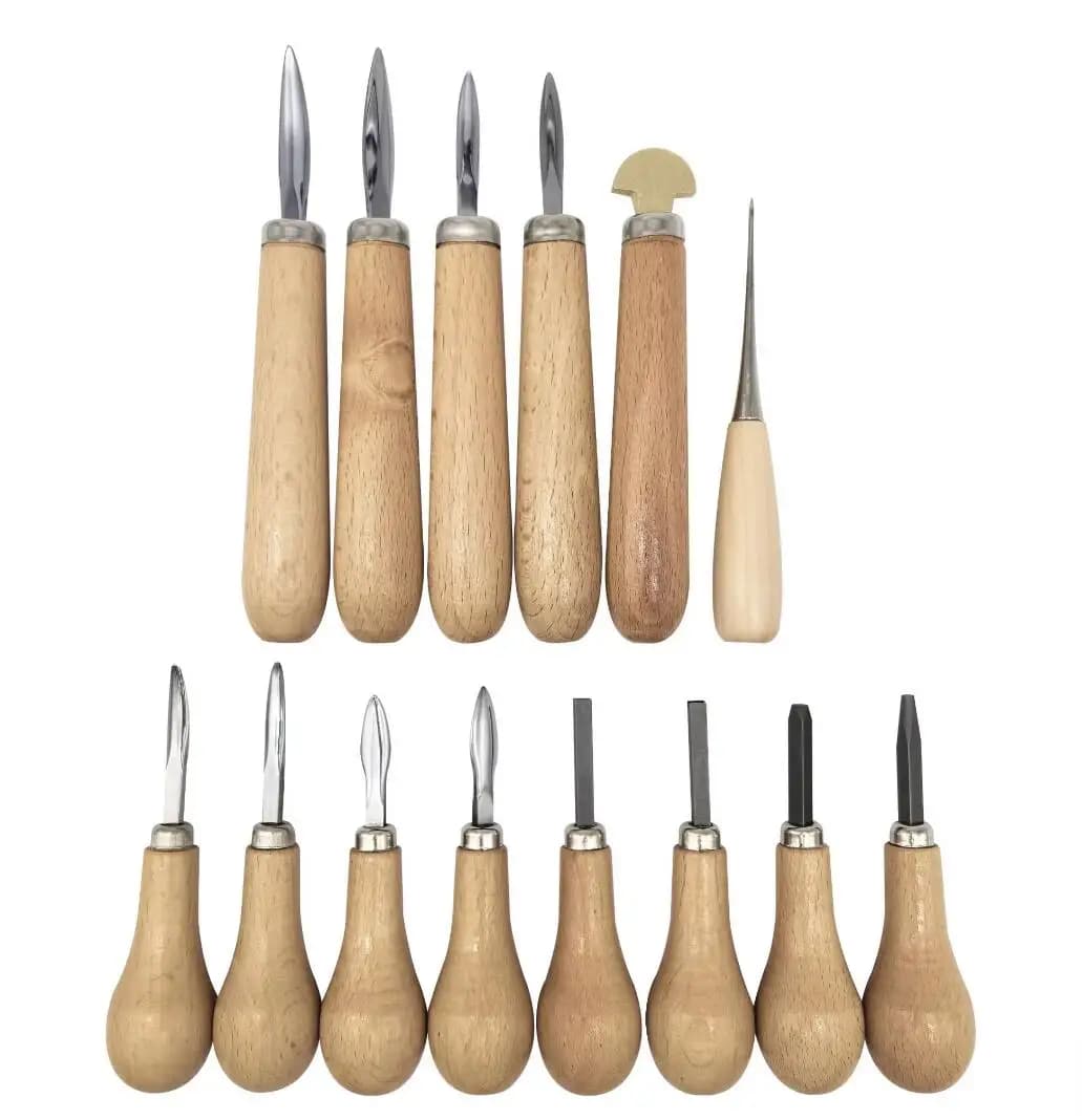 Jewelry Stone Setting Tools Kit - Grooved Prong Pusher Square Bezel Pusher Bezel Roller with Wooden Handle for Jewelry Making