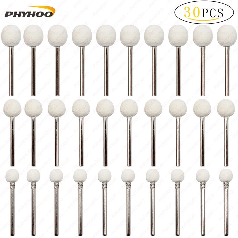Wool Felt Buffing Wheels Mounted Mandrel Polishing Wheel Buff Set Jewelry Watch Polish Dremel Accessories Power Rotary Drill Too