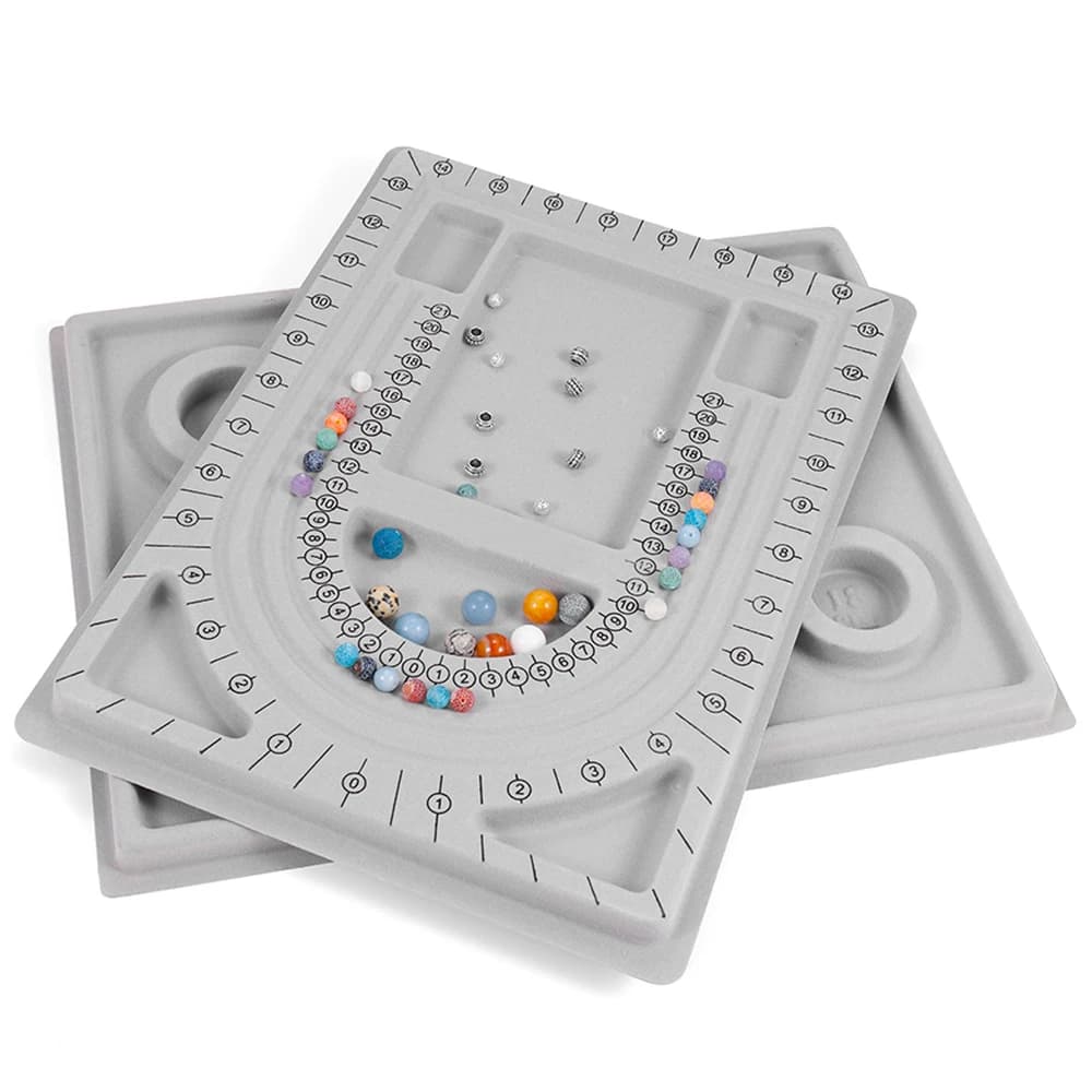 Beading Board Gray Flocked Bead Board Tray Design Craft Bead Tweezers For DIY Bracelet Necklace Jewelry Making Accessories