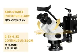 Adjustable Continuous Zoom Stereo Microscope 7X-45X Bench Bracket for Laboratory Jewelry Mobile Phone Repair And Setting Stone
