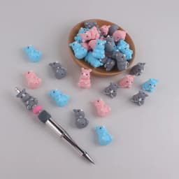 20Pcs New 3D Silicone Beads Food Grade Cartoon Focal Beads For Jewelry Making DIY Pen KeyChain Accessories Baby Silicone Beads