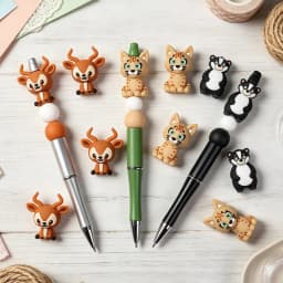 20Pcs New 3D Silicone Beads Food Grade Cartoon Focal Beads For Jewelry Making DIY Pen KeyChain Accessories Baby Silicone Beads